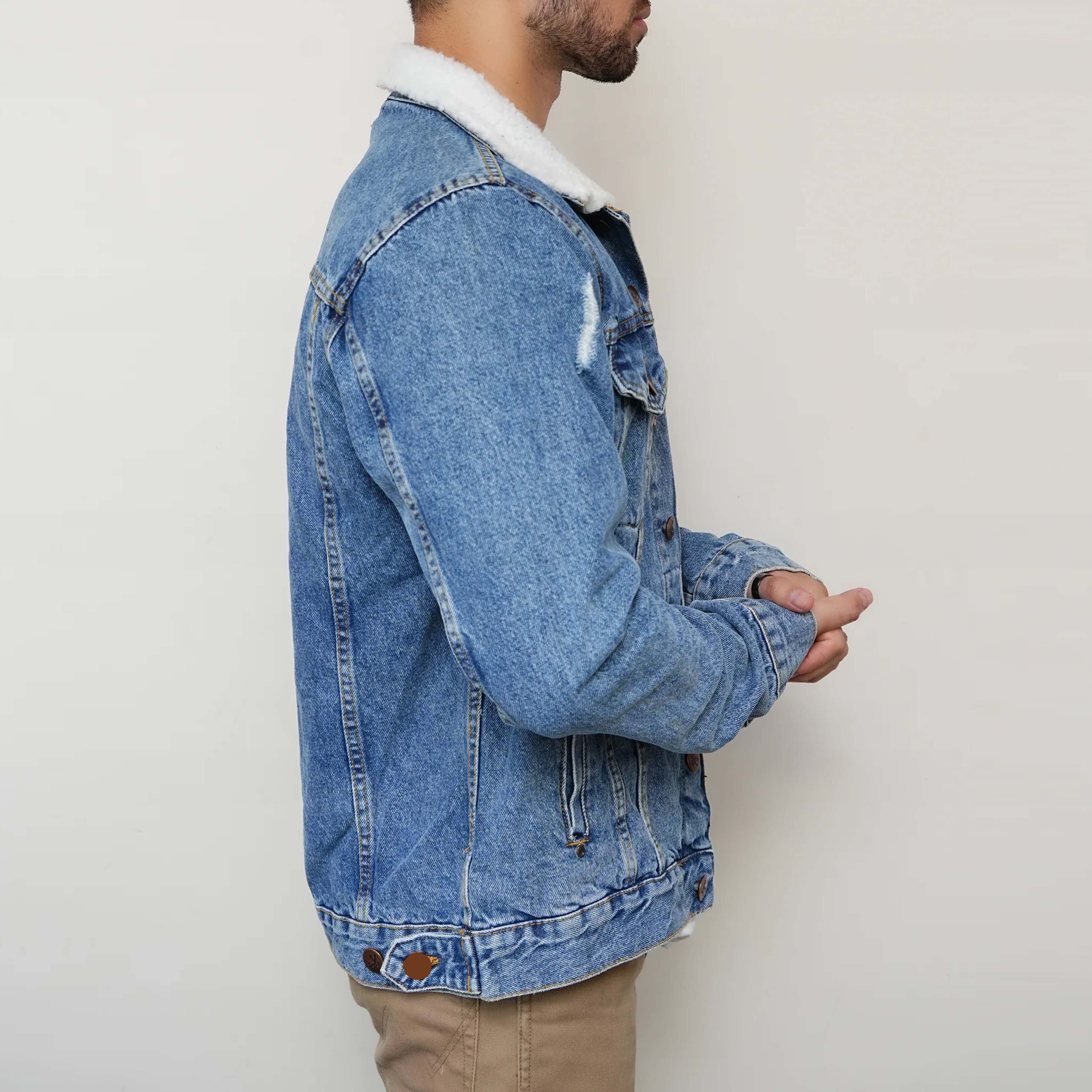 Breathable Fashion Streetwear Denim rain jacket High Quality Custom Design Men Ripped Button Front Denim Jeans Jacket for Boys