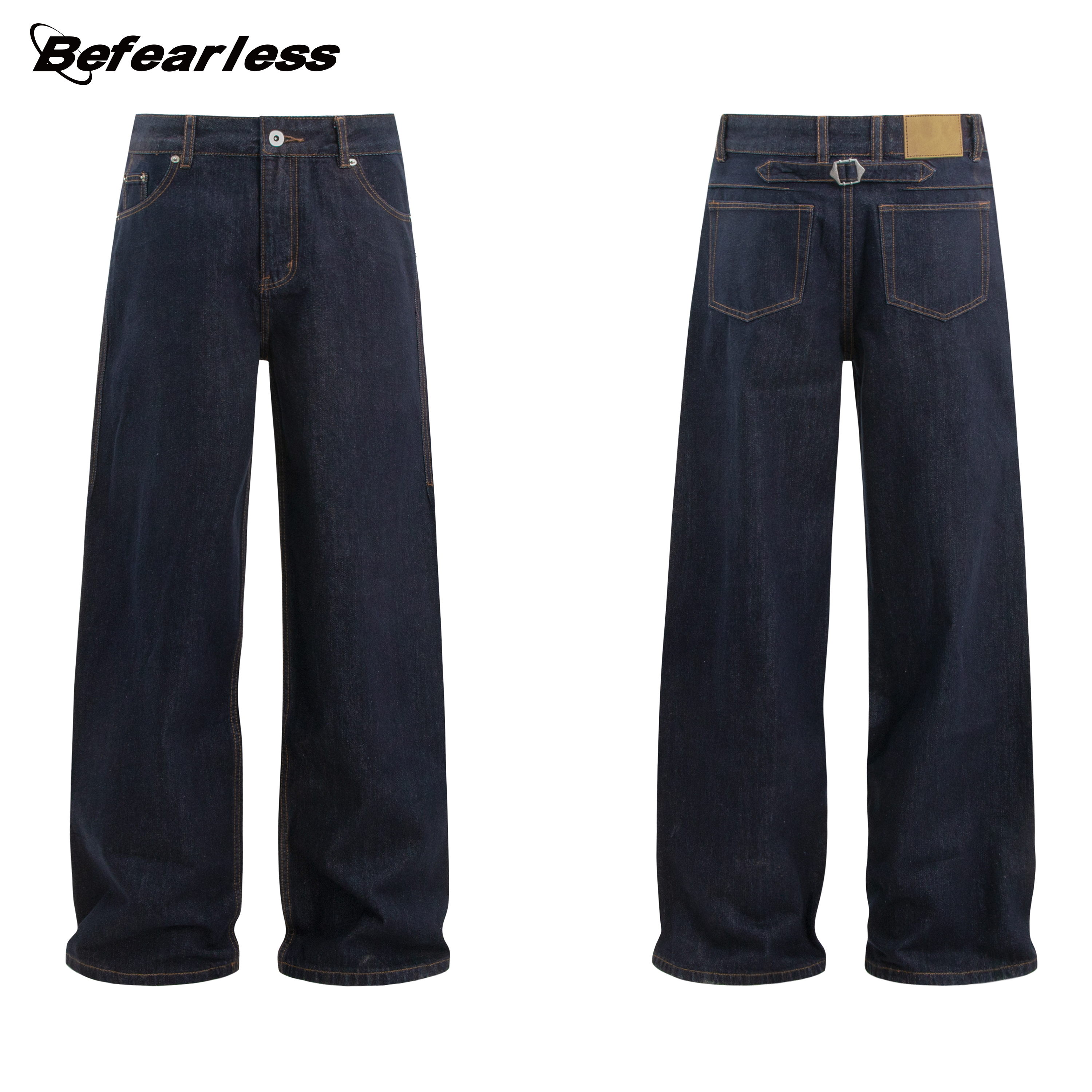 Manufacturer Custom High Quality Straight-leg Raw Denim Pants Streetwear Wholesale Unisex Casual baggy clean fit Wash Jeans