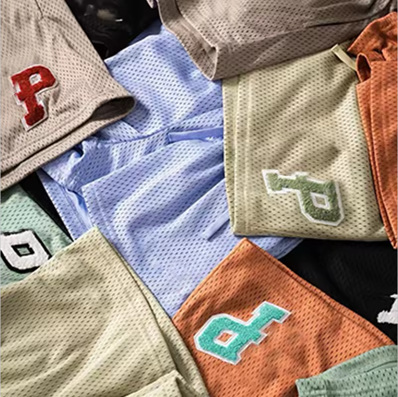 Custom Vintage Fitness Running 100% Polyester Men Sweat 3d Screen Foam Puff Print Gym Mesh Shorts With Drawstring