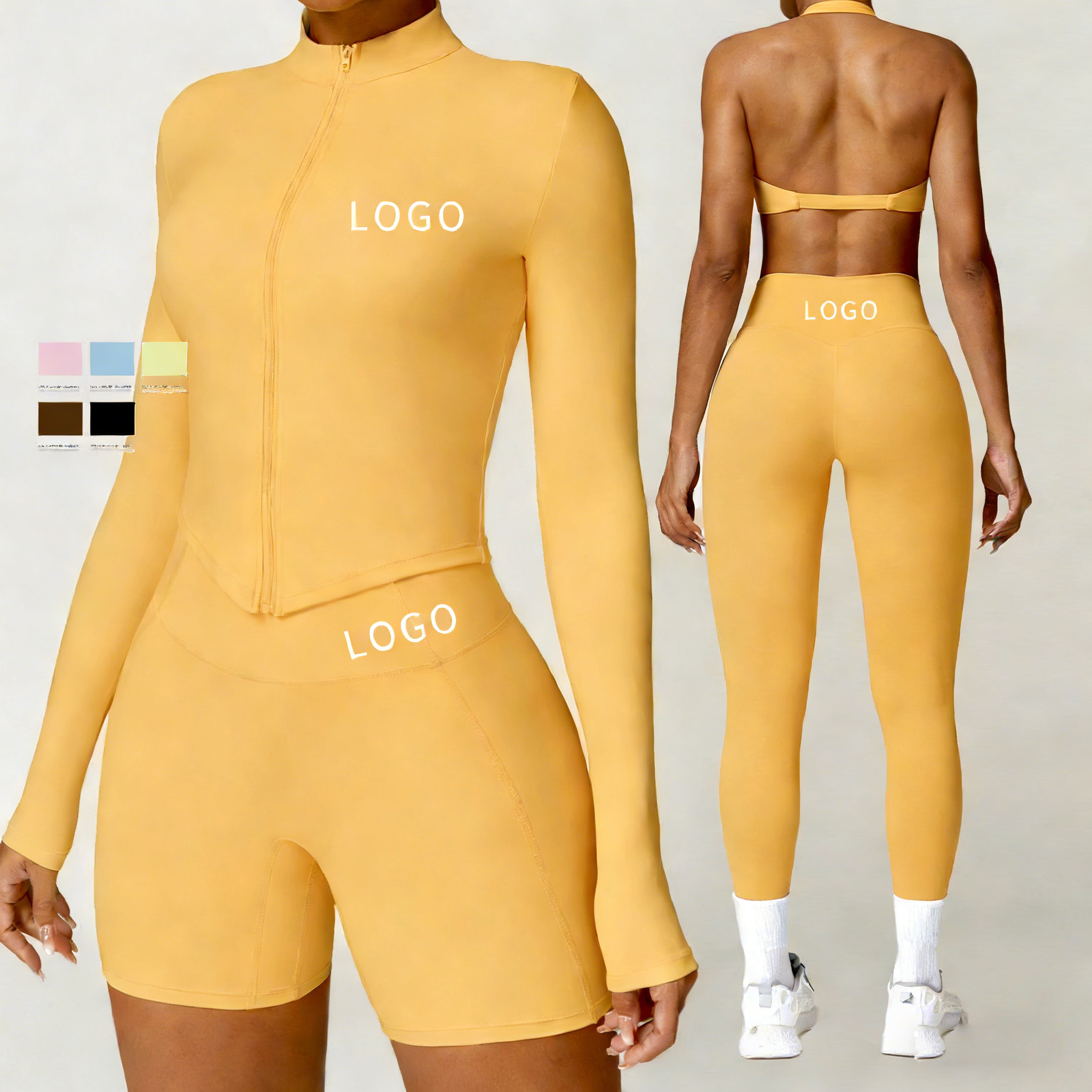 Custom Butt Lift Leggings Workout Running Activewear Gym Clothing Yoga Jacket Set Seamless Short Yoga For Women