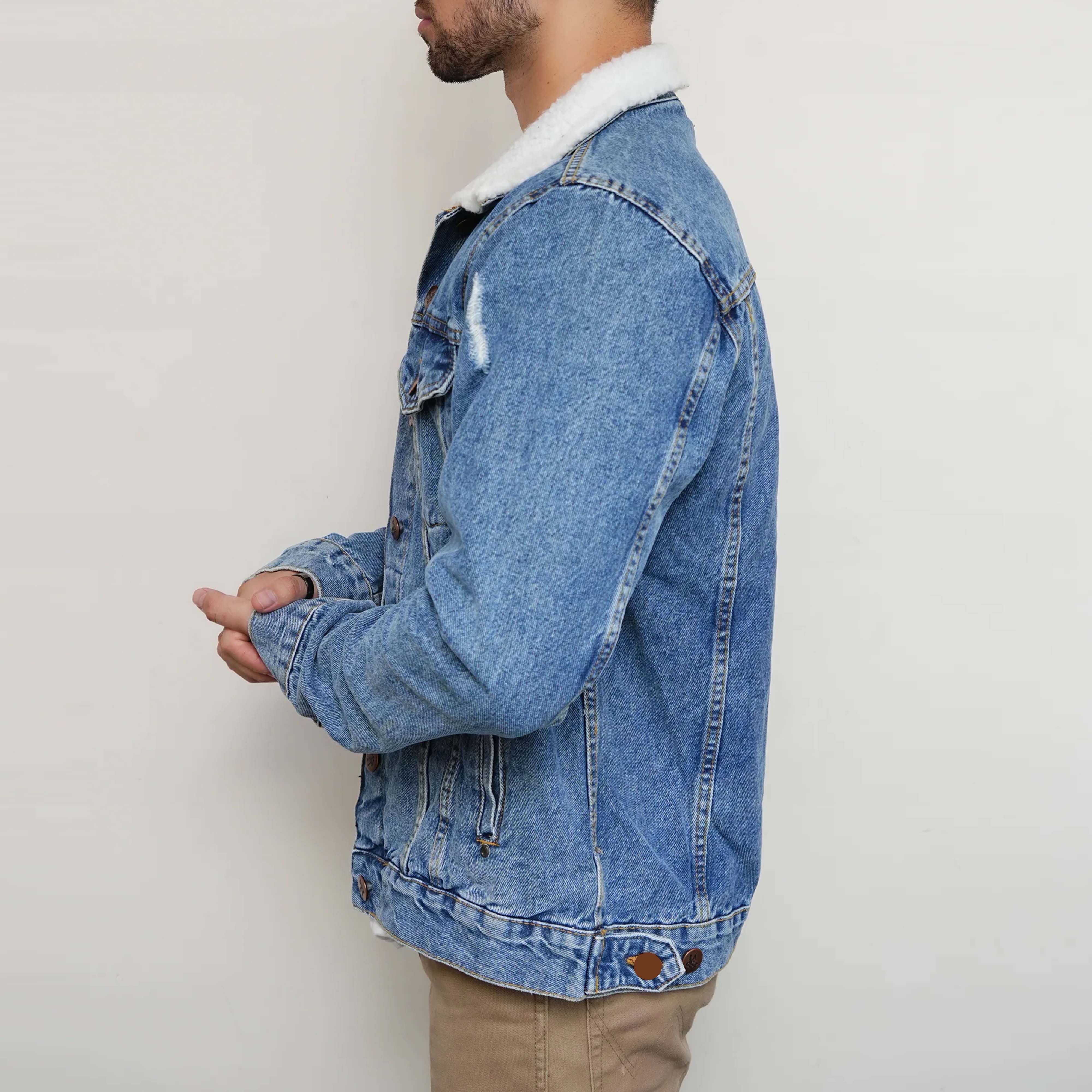 Breathable Fashion Streetwear Denim rain jacket High Quality Custom Design Men Ripped Button Front Denim Jeans Jacket for Boys