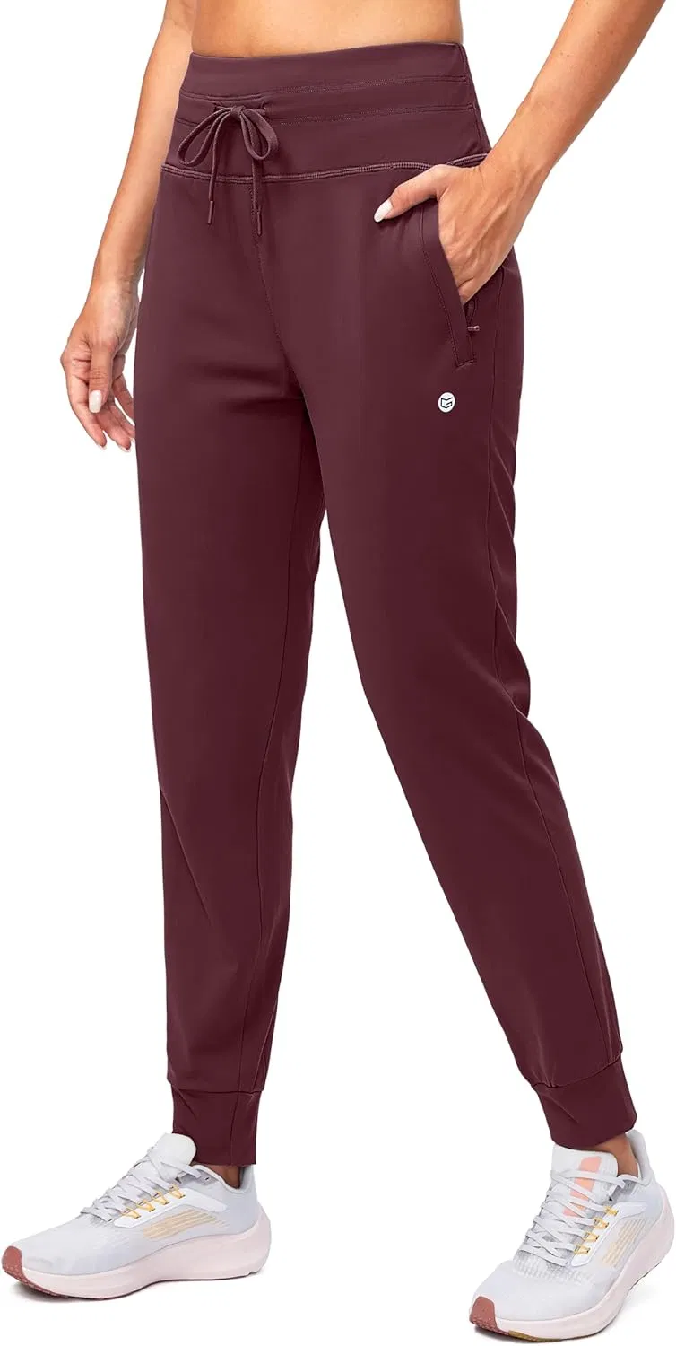 Women's Fleece Lined Joggers High Waisted Water Resistant Thermal Winter Sweatpants Running Hiking Pockets