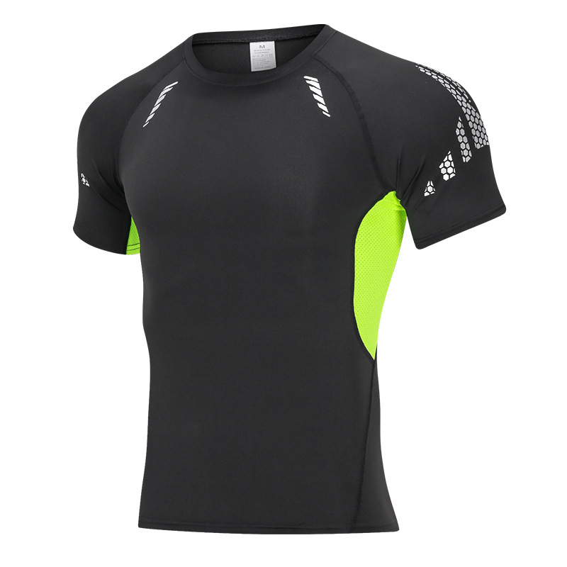Wholesale Compression Shirt Men's Elastic Quick Drying Running Short Sleeve Men T-shirt Sports Fitness Tights