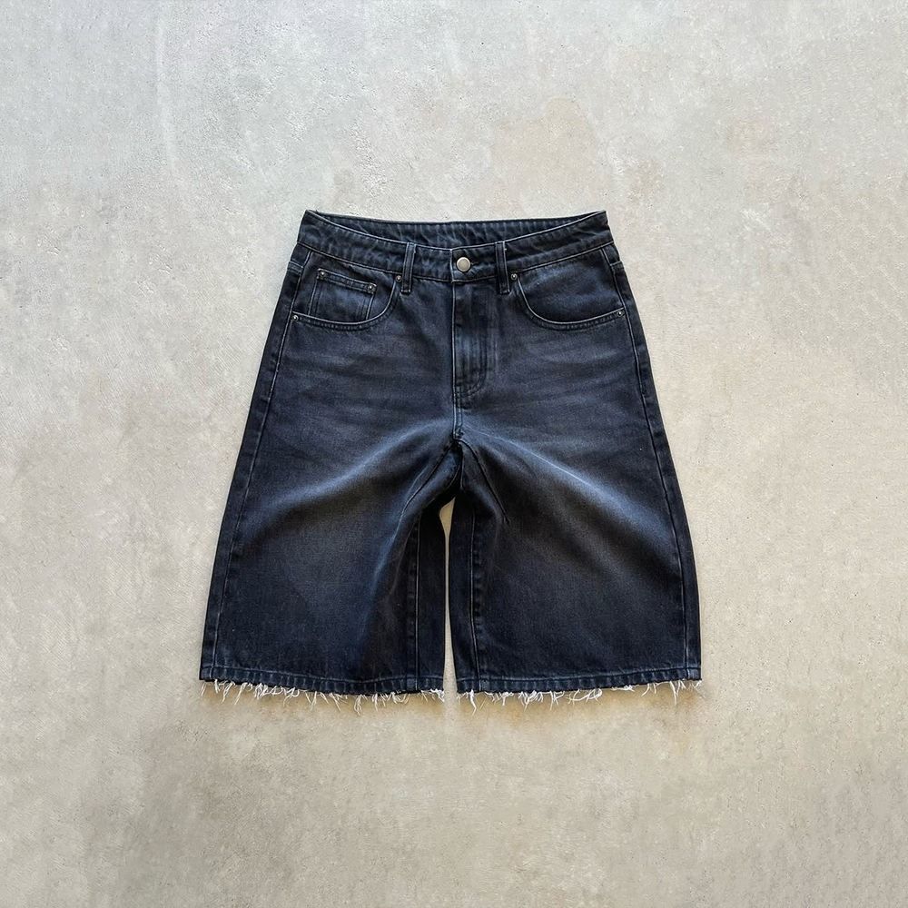 Custom Logo Embroidery Washed Shorts Oversized Streetwear Distressed Baggy Jorts Men's Jeans Blank Vintage Denim Shorts For Men