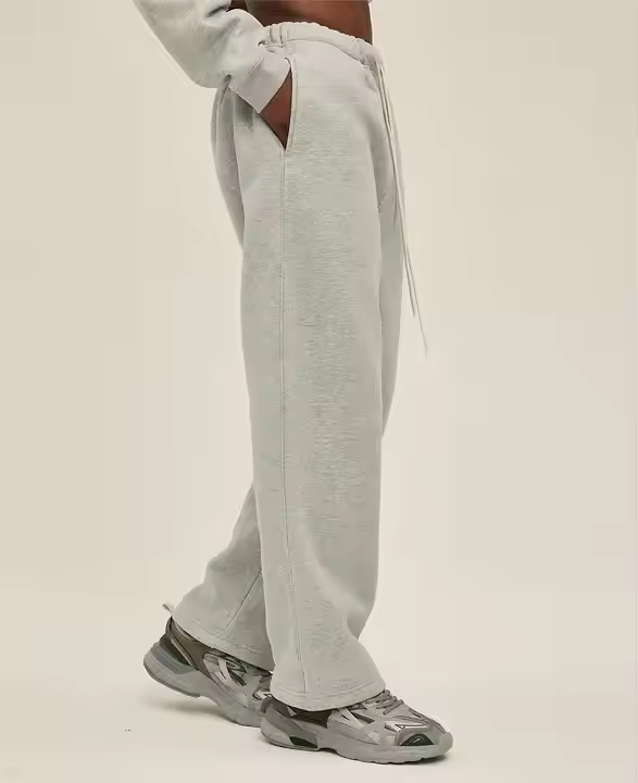 Custom Embroidered Heavy Flare Pants - Wool Blend Jogger Fit Cotton Wide Leg