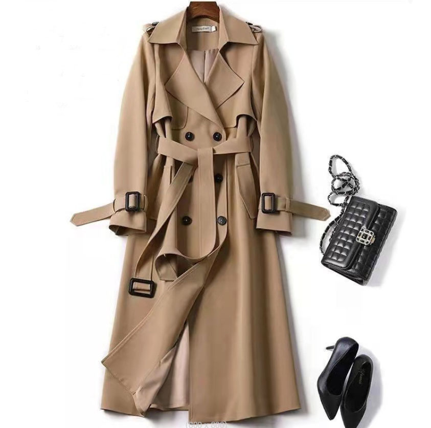 Dropship Factory Wholesale Autumn Casual Long Trench Overcoat Plus Size Long Sleeve Windbreaker for Women Trench Coat Outerwear