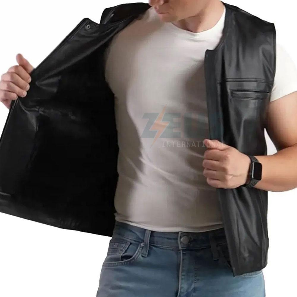2026 Custom Made Wholesale Rate Men Leather Vest Top Quality Breathable Durable Material Leather Vest