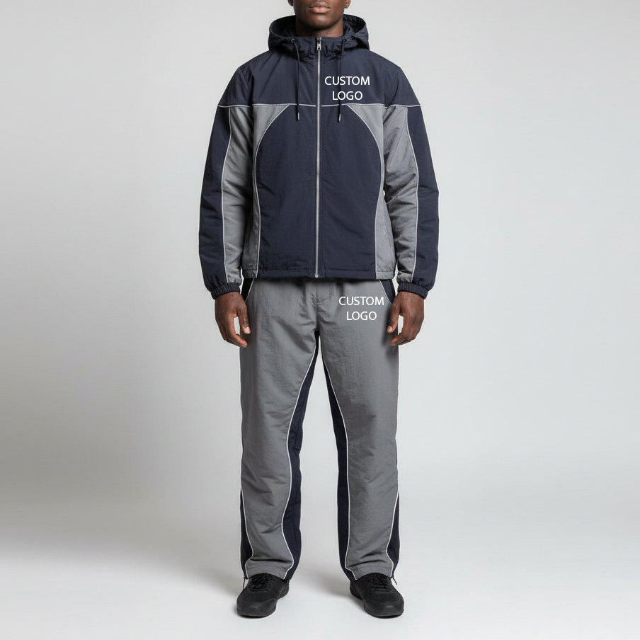 Breathable Printed Solid Winter Windbreaker Tracksuit Men Customized Regular Fit Fashion Drawstring Closure 2 Pcs windbreaker