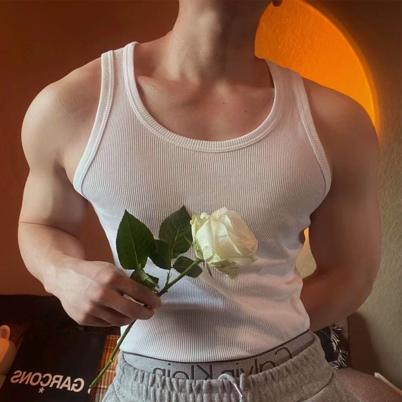 Pack of 3 Casual White Men Comfortable Ribbed Sleeveless Tank Top for Men