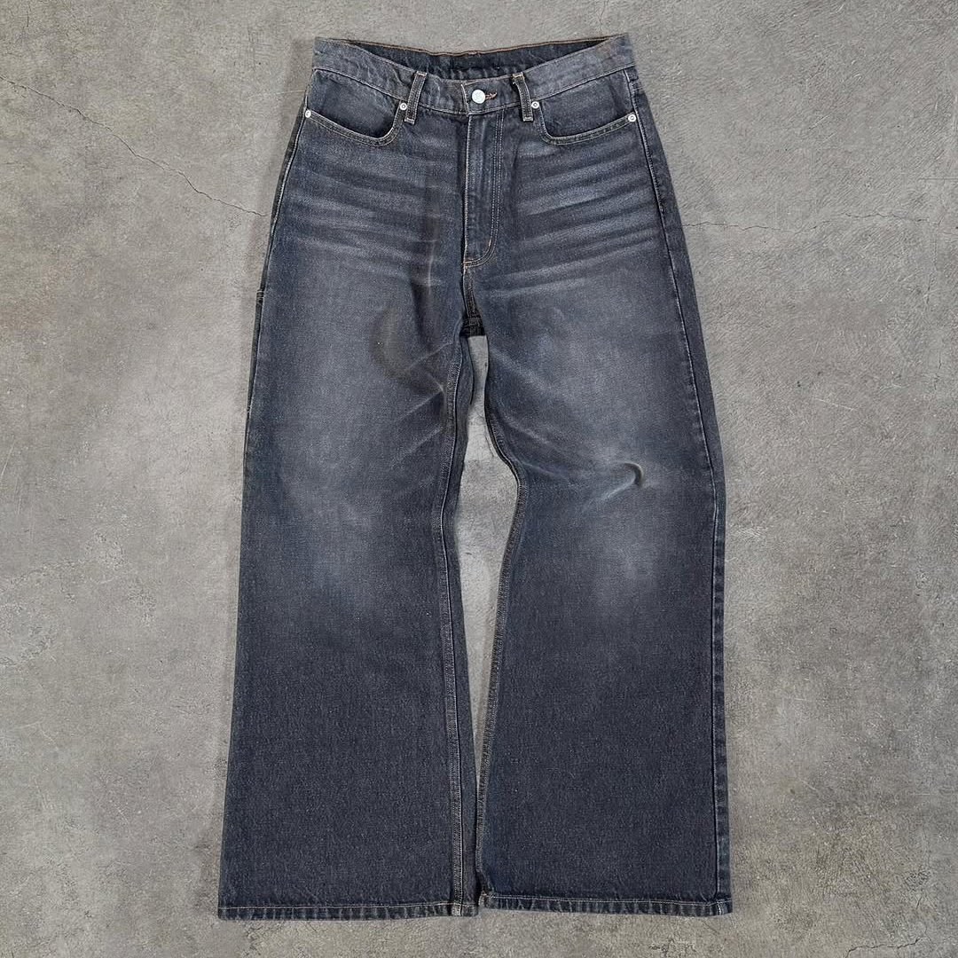 Custom Vintage Streetwear Men's Baggy Jeans Y2K Style Washed Denim Pants Loose Wide Leg Casual Trousers For Trendy Daily Outfits