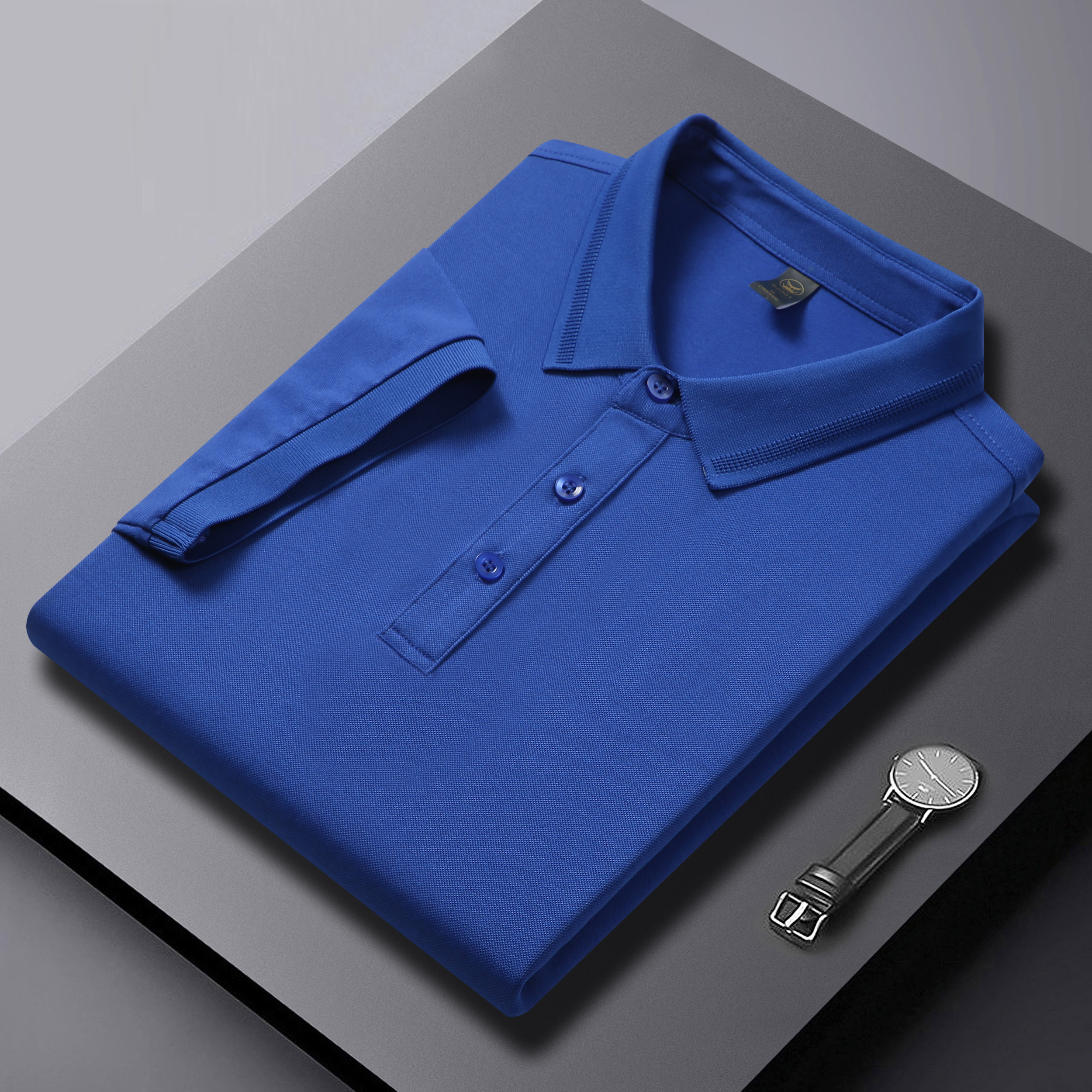 Unisex Large Size Men's Casual Polo Shirt Polyester Short-Sleeved Knitted Fabric Solid Print With Button Decoration Plain Dyed
