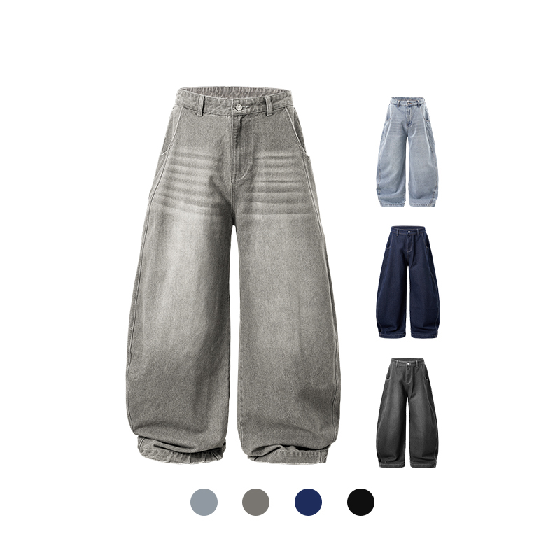 QUICKSHOW Streetwear Y2k Jeans Men Super Wide Leg Scimitar Pants Stack Jeans Whisker Oversized Loose Baggy Jeans for Men