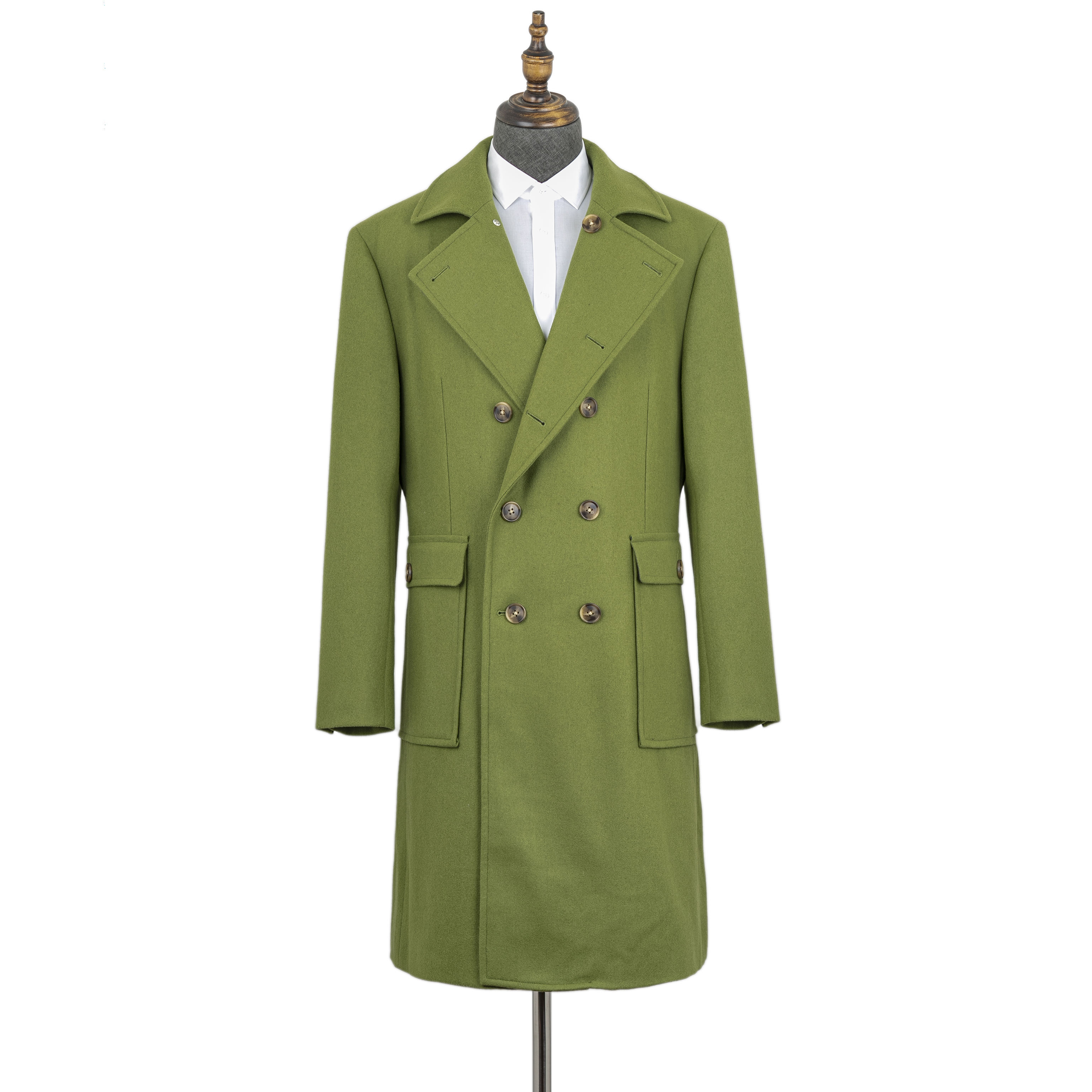 Fashion Autumn Winter Long Mens Coats Custom Slim Fit Double Breasted Wool Casual Overcoat Mens