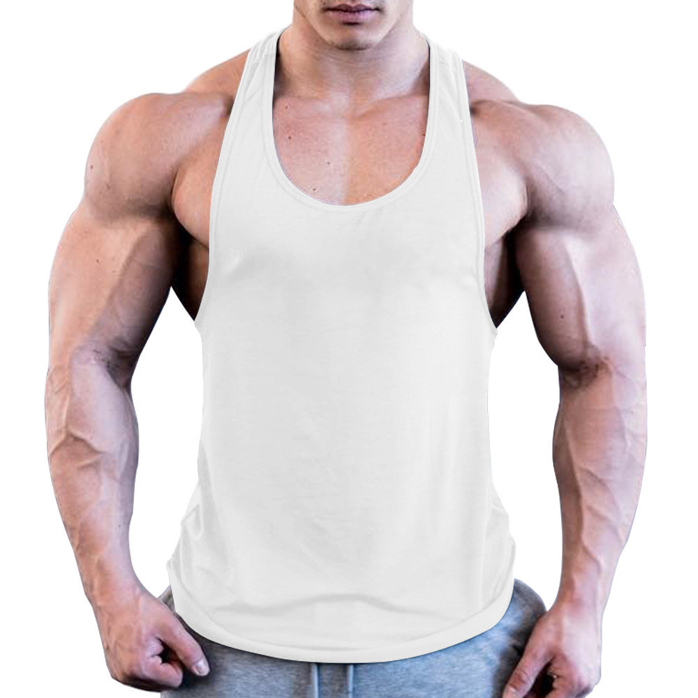 Wholesale Custom Men Cotton White Seamless Fitness Bodybuilding Undershirt Training String Singlet Gym Tank Tops Vest for Men