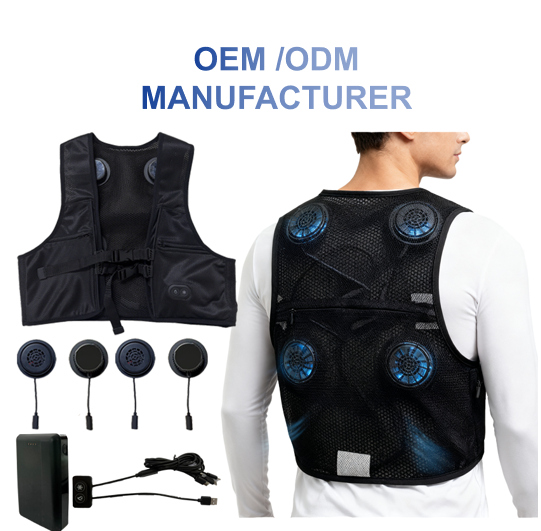 Japanese Style Smart Intelligent Peltier Cooling Vest For Summer Outdoor Workers Double Breasted Air Cooling Logo OEM Service