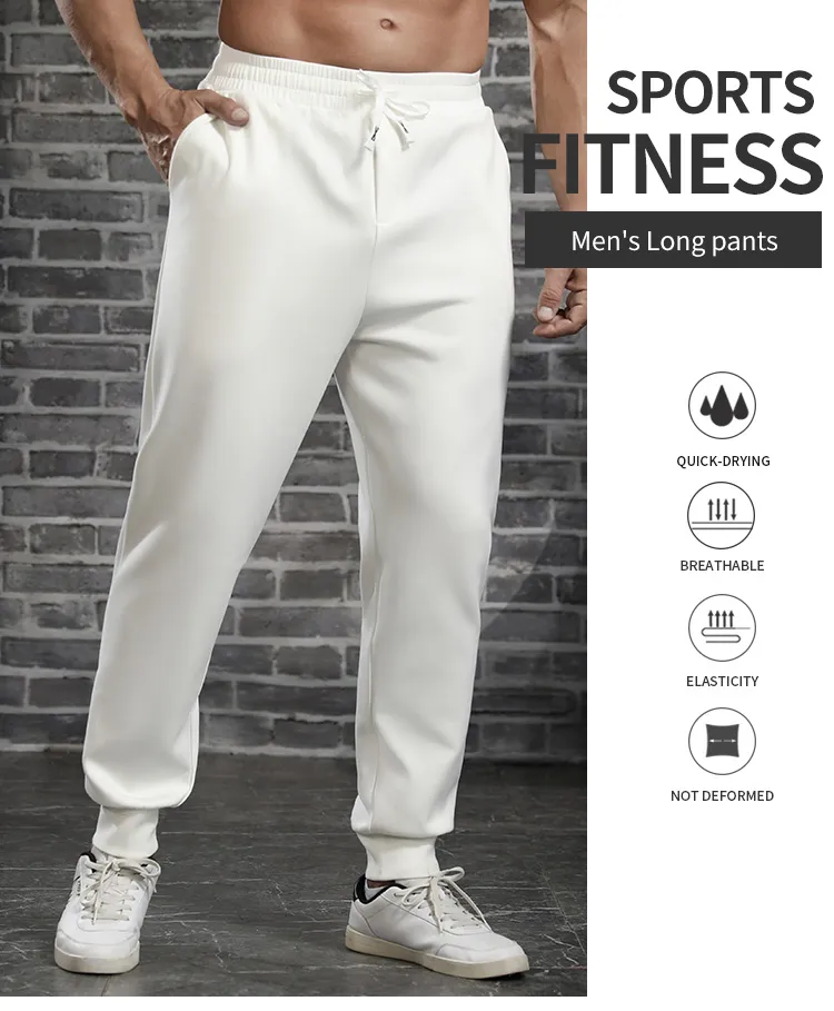 Casual Two Solid Colors Plain Jogger with Elasticated Trousers Foot Side Pocket Sports Trousers for Men