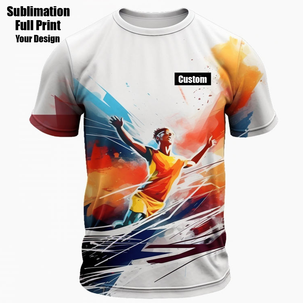 Spandex Polyester Quick Dry Running Fit T Shirt Workout Gym Sport Men T-shirt Custom Digital Print Logo TShirt For Men