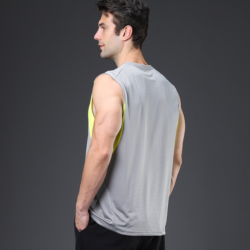 Custom Marathon Running Vest Polyester Workout T-shirt Sport Sleeveless Shirts Solid Loose Tees Bodybuilding Singlets for Men