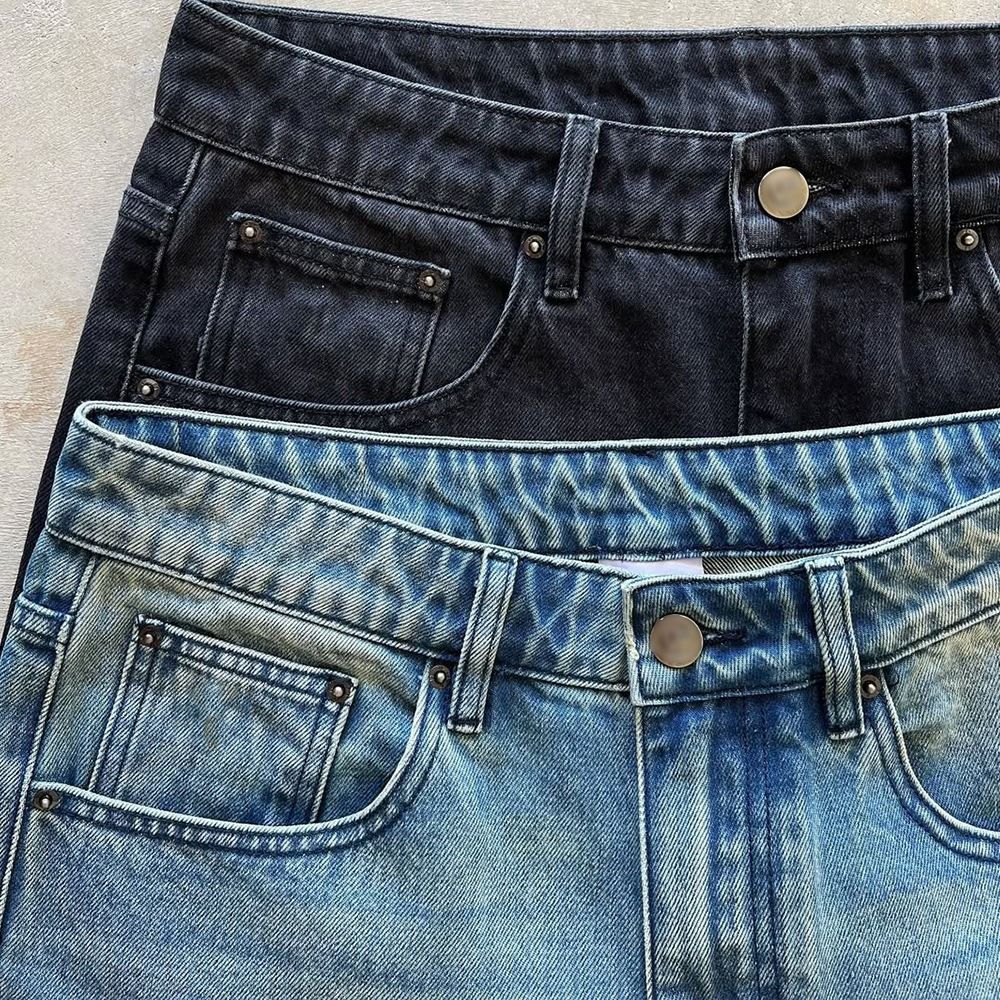 Custom Logo Embroidery Washed Shorts Oversized Streetwear Distressed Baggy Jorts Men's Jeans Blank Vintage Denim Shorts For Men