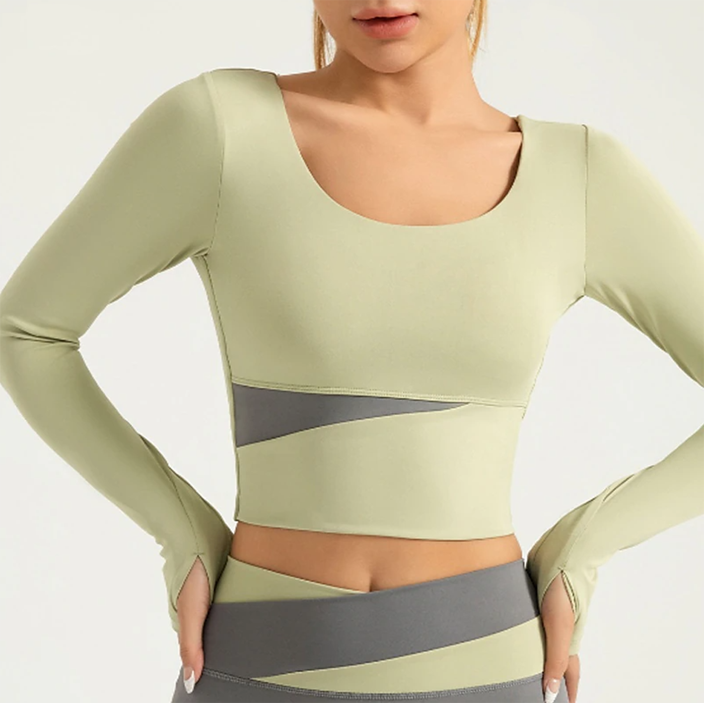 Custom Women's Scoop Neck Yoga Top Spandex Yoga Fitness Running Tee Tshirt Long Sleeve Sport Activewear Breathable Stretch Slim