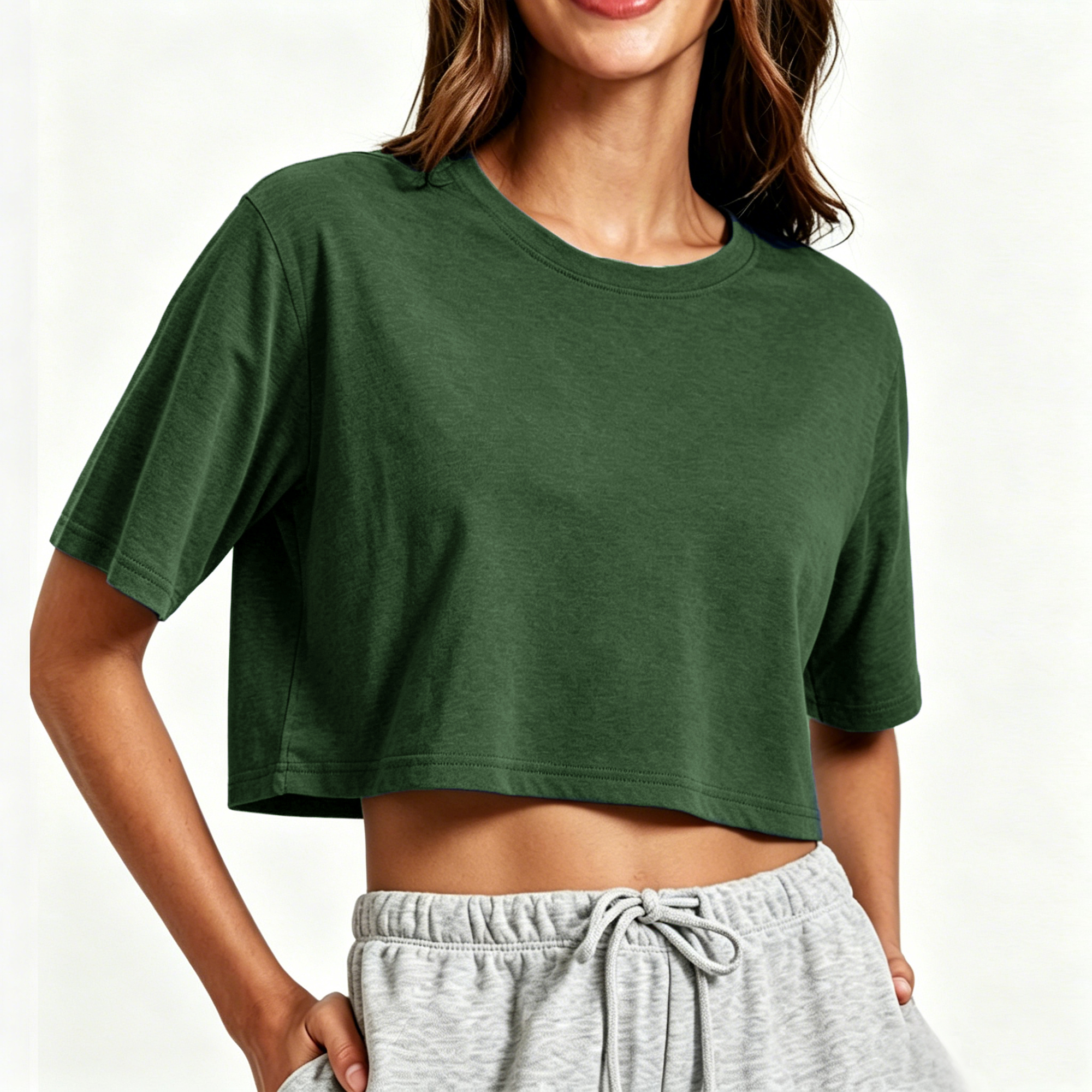 Bamboo Viscose Loose Crop T-Shirts Active Top Women Short Sleeve Gym Crewneck Non-Toxic Cropped Tee