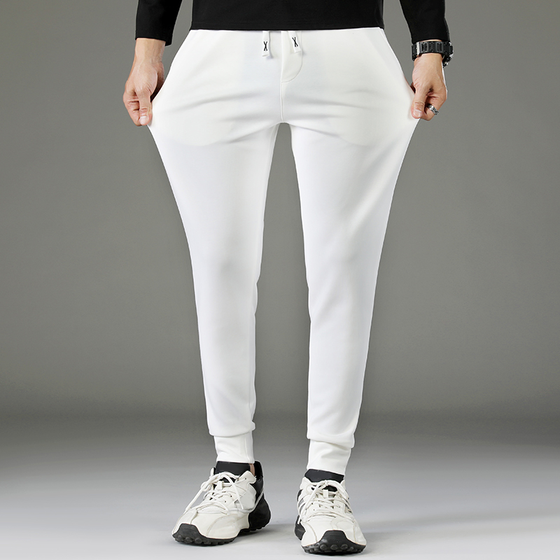 Casual Two Solid Colors Plain Jogger with Elasticated Trousers Foot Side Pocket Sports Trousers for Men