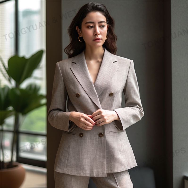 Oversized Custom Business Linen Suit Blazers for Women Ladies Women's Suits &amp; Tuxedo 2 Piece Set Suit