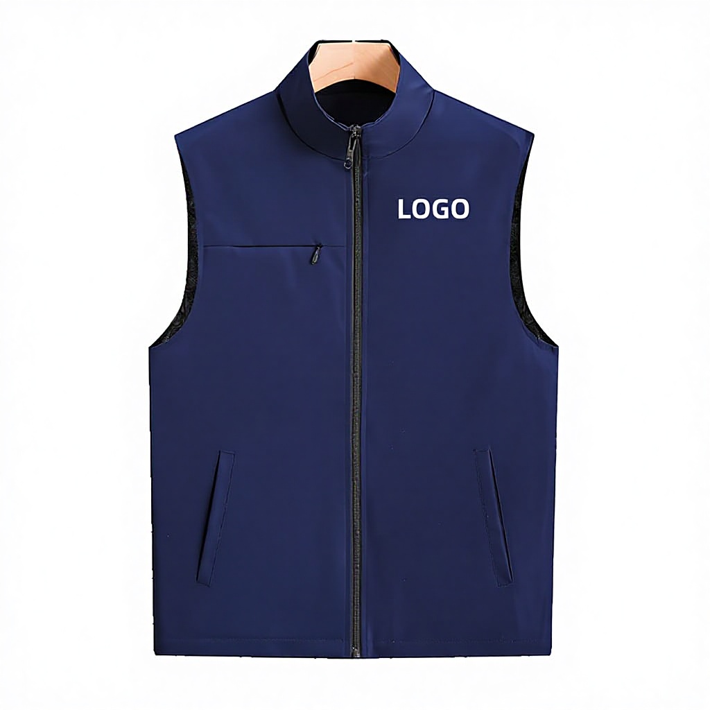 Work Cool Summer Outer Wear Men's Workwear Construction Vest Woven 100% Polyester Waterproof Zipper Breathable Quick Dry Safari