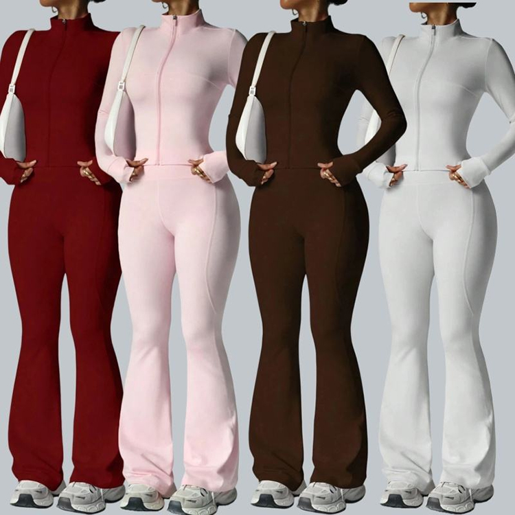 Direct From Factory Zipper Long Sleeve Push up Leggings Yoga Sets Gym Fitness Nude Sets Activewear Running Clothes Sportswear