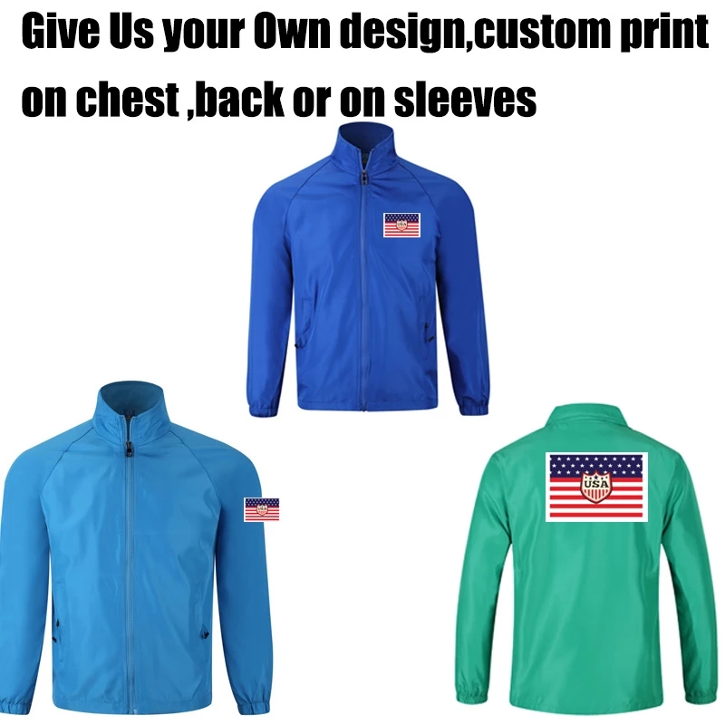 Advertising New Design Windbreaker Customized Long Sleeve Zipper up Windbreaker Jackets With Logo Printing