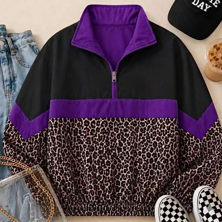 Winter Spring Oversized 100% Polyester 3D Digital Print Two Toned Windbreaker Quater Zipper Stand Collar Women Men's Jacket Coat