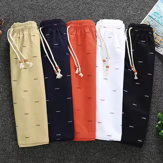 100% Cotton Men's Board Shorts Breathable Eco-Friendly Summer Casual Drawstring Hot 3D Custom Logo ODM OEM Blank Plus Size