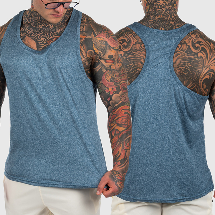 Wholesale Price Men Sleeveless Gym Training Athletic Workout Shirts Polyester Men's Bodybuilding Stringer Tank Top Muscle Shirt