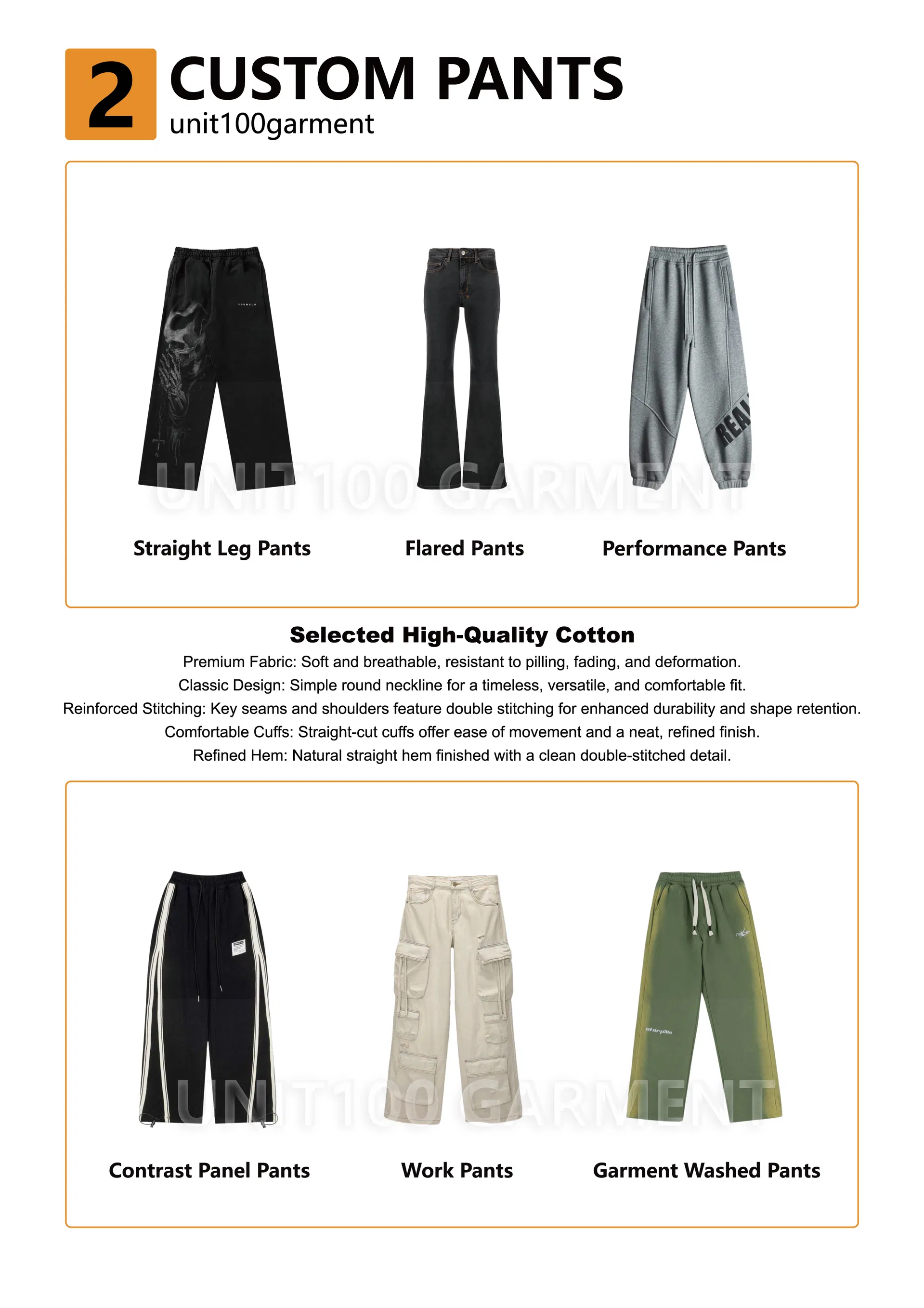 Custom Embroidered Heavy Flare Pants - Wool Blend Jogger Fit Cotton Wide Leg