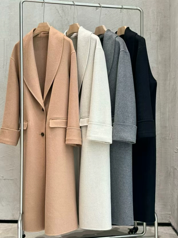 European Style Womens Winter Waterproof Breathable Warm Long Fashion Overcoat Elegant Simple Chic Cashmere Coat