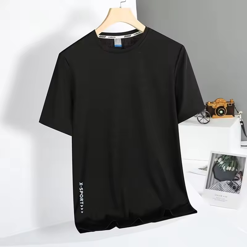 Men's Summer Clothes GYM Sports Top High Elastic Thin Soft O-Neck Short Sleeve Casual Running T-shirt Manufacturers