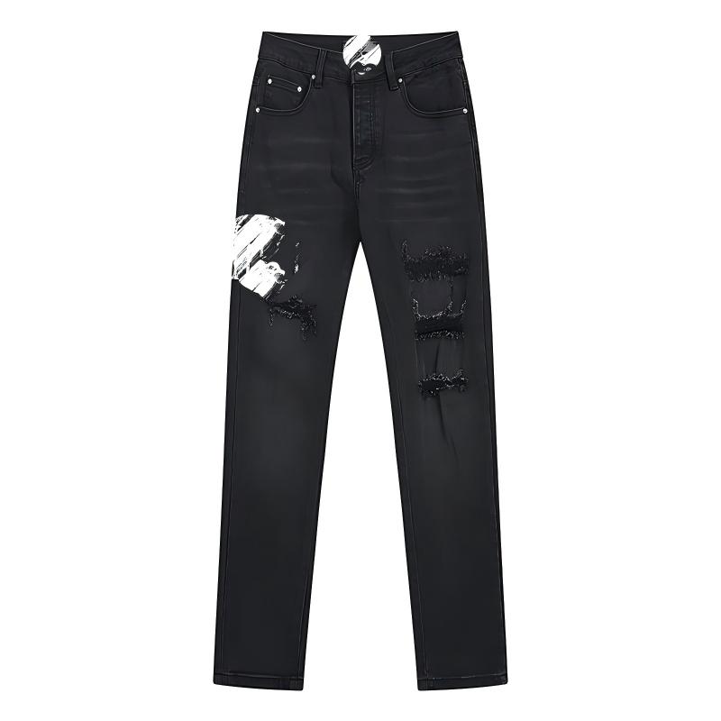 High Quality Amiry Jeans Ripped Blue Quick Dry Casual Pencil Pants Men Factory Wholesale Customize Denim Washed Jeans