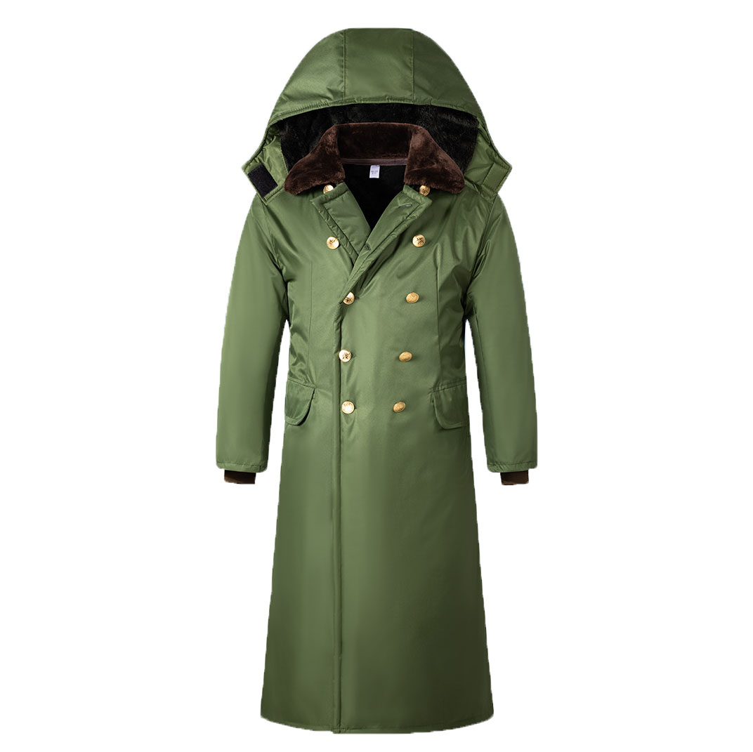 Autumn Winter Men's Hooded Blazer Workwear Coat Business Cotton Long Warm Windproof Overcoat