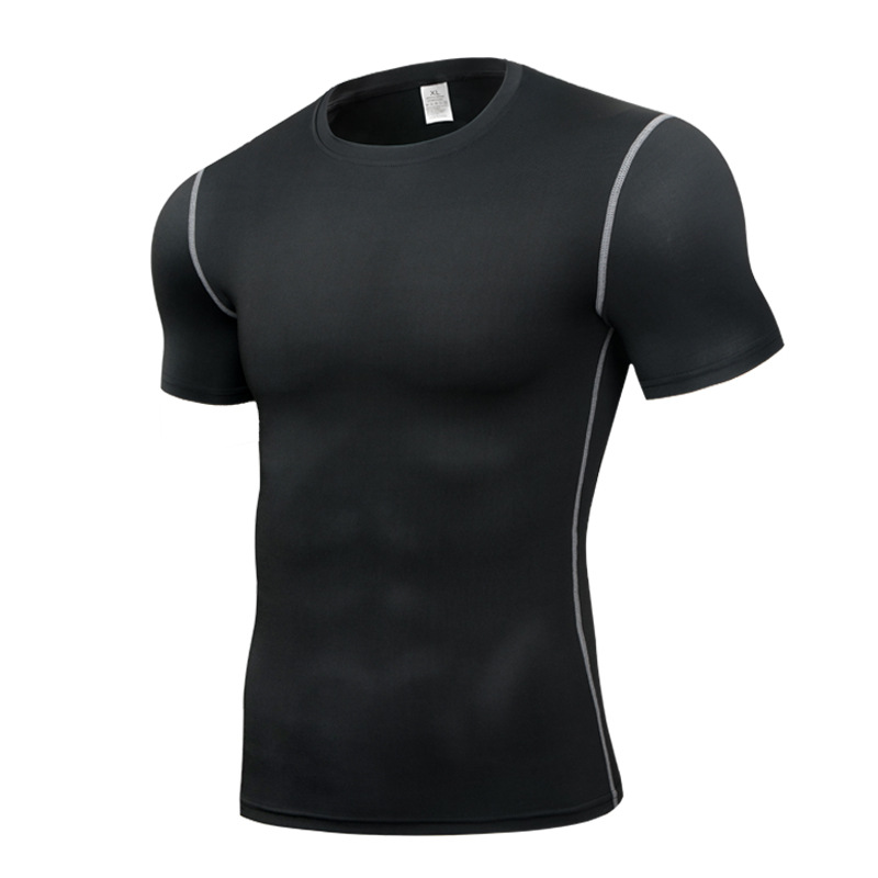 Wholesale Compression Shirt Men's Elastic Quick Drying Running Short Sleeve Men T-shirt Sports Fitness Tights