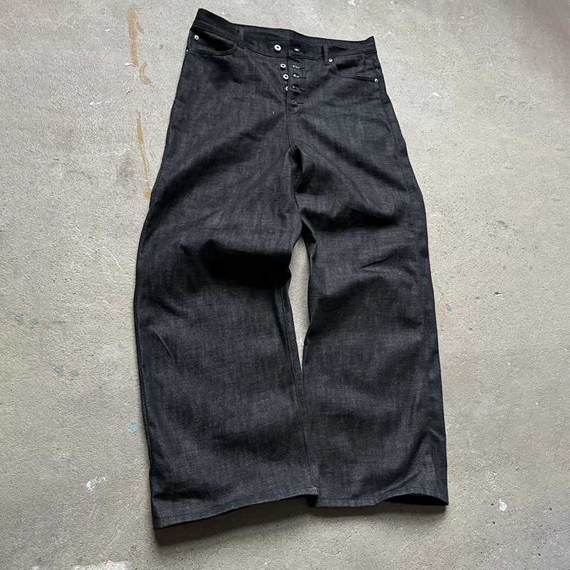 Edge Denim Heavyweight Custom Y2k Designer Loose Raw Denim Selvedge Japanese Baggy Jeans Men