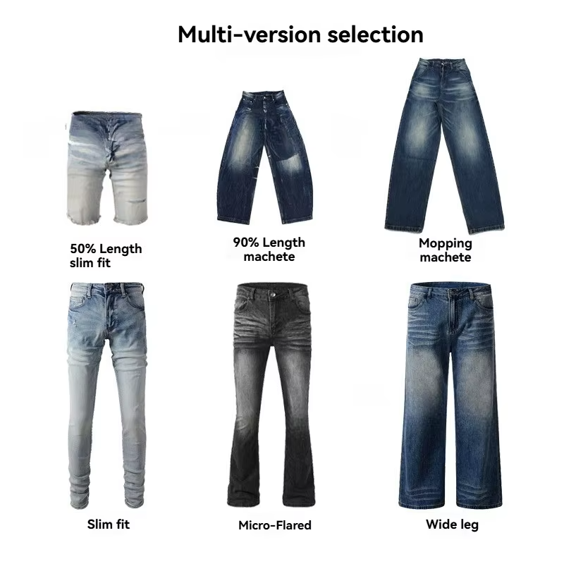 Men's Custom Print Jeans Baggy Denim Streetwear Graphic All Over Printing Straight-leg Hip Hop Vintage Printed Jeans Men