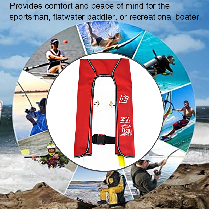 CCS Approved 150N Automatic/ Manual Inflatable Life Jacket Adjustable Buoyancy Rescue Vest For Boating Kayaking Surfing Swimming