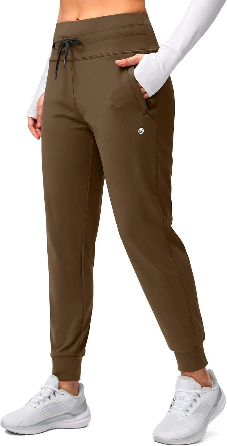 Women's Fleece Lined Joggers High Waisted Water Resistant Thermal Winter Sweatpants Running Hiking Pockets