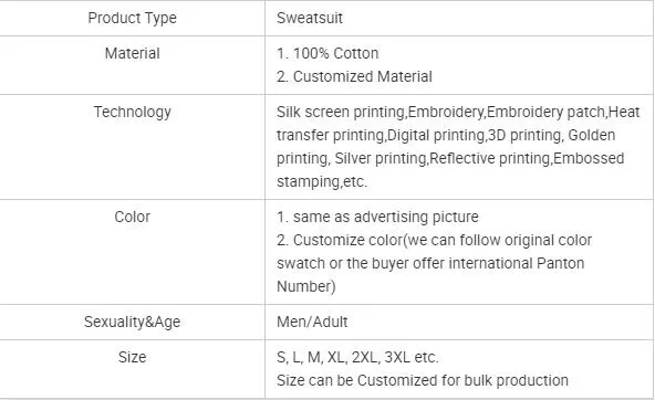 Autumn New Design Thick Cotton French Terry Men′ S Custom Sweatsuit Joggers