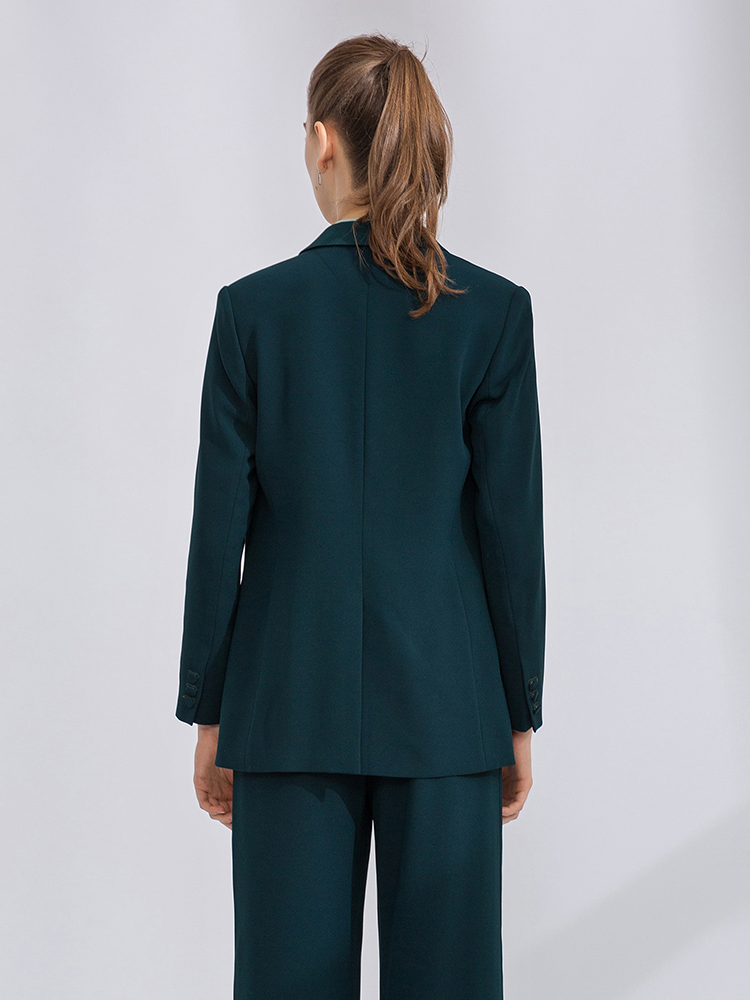 MINZESTYLE Women's Spring Autumn Business Suit Blazer Office Lady Triple Breasted Breathable Polyester Color Blocking Design