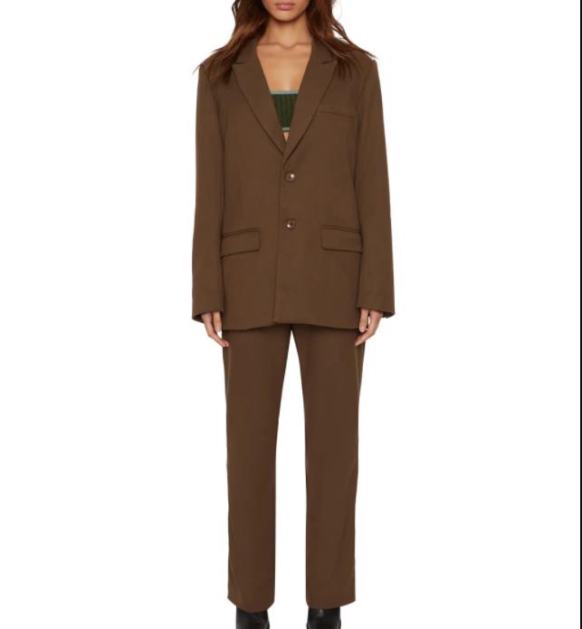 Runwaylover E4025 NEW DESIGN BROWN BLAZER and PANTS OUTFIT