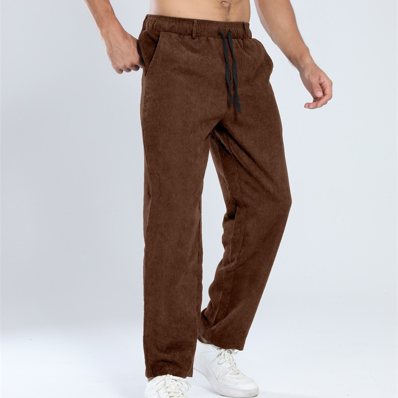 Men's Pants Custom Logo Plain Ribbed Casual Sports Straight Trousers Breathable Gym Workout Joggers