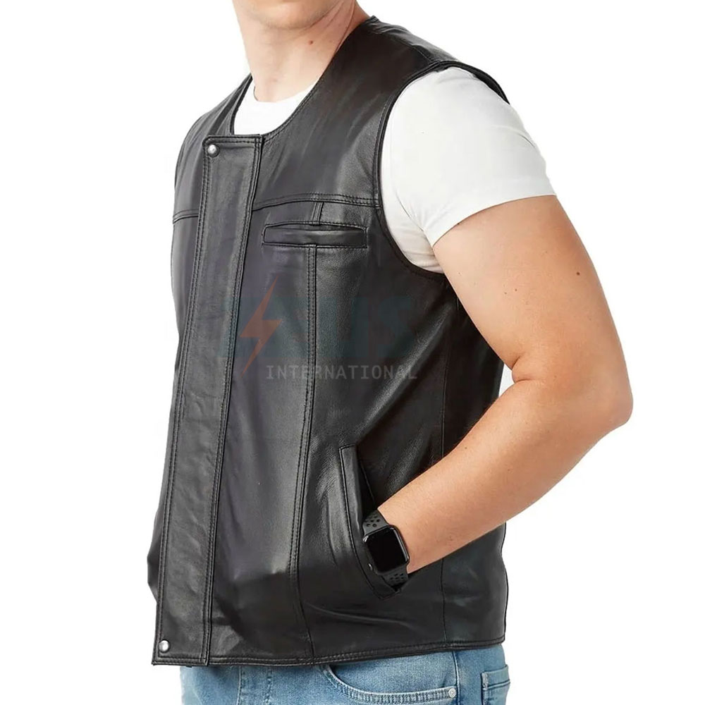 2026 Custom Made Wholesale Rate Men Leather Vest Top Quality Breathable Durable Material Leather Vest