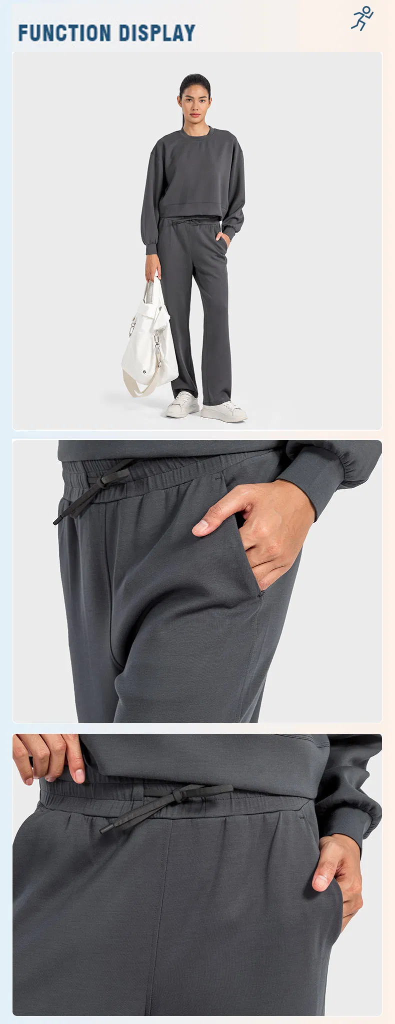 Air Layer Skin-Friendly Casual Sports Sweatpants Quick-Dry Loose Straight Jogger Women