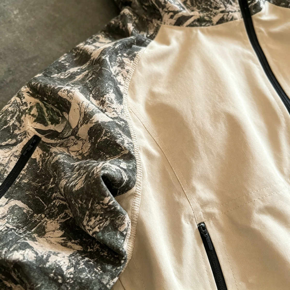 Custom Windproof Camouflage Oversized Jacket Waterproof Nylon Lightweight Outdoor Windbreaker Hoodie Color Block Zipup Vintage